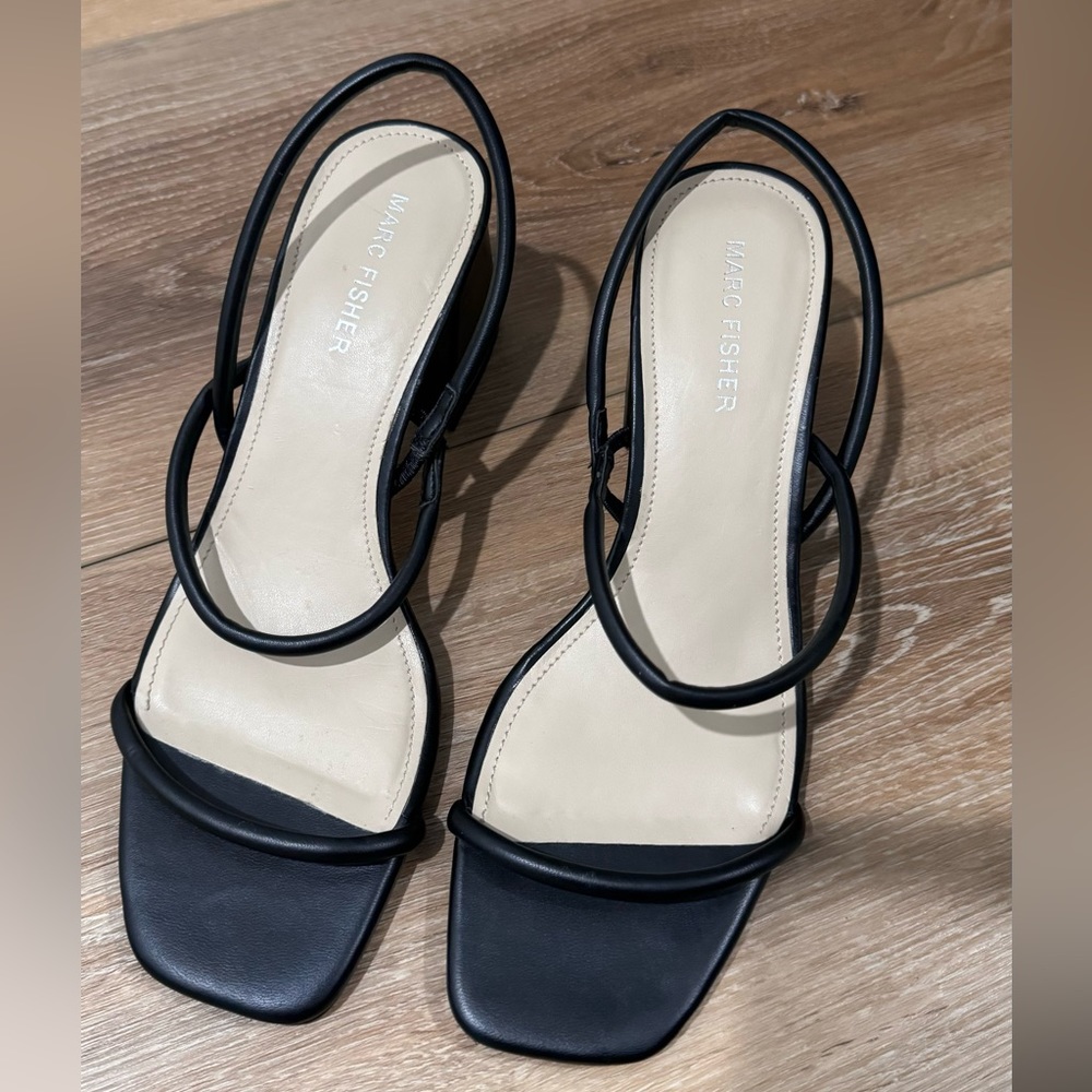 Marc Fisher Block Heel Black Sandal